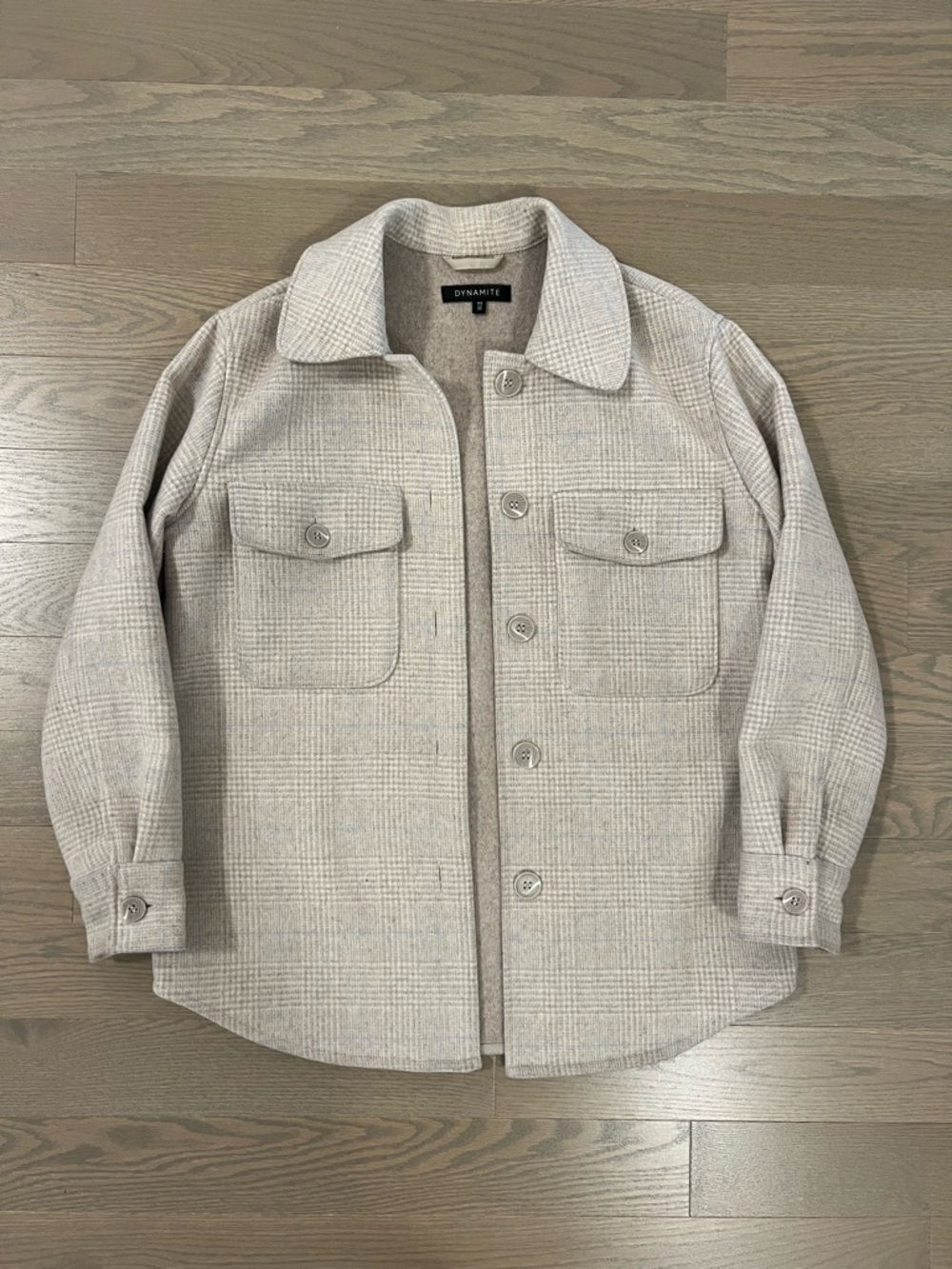 Dynamite Light Cream Plaid Jacket